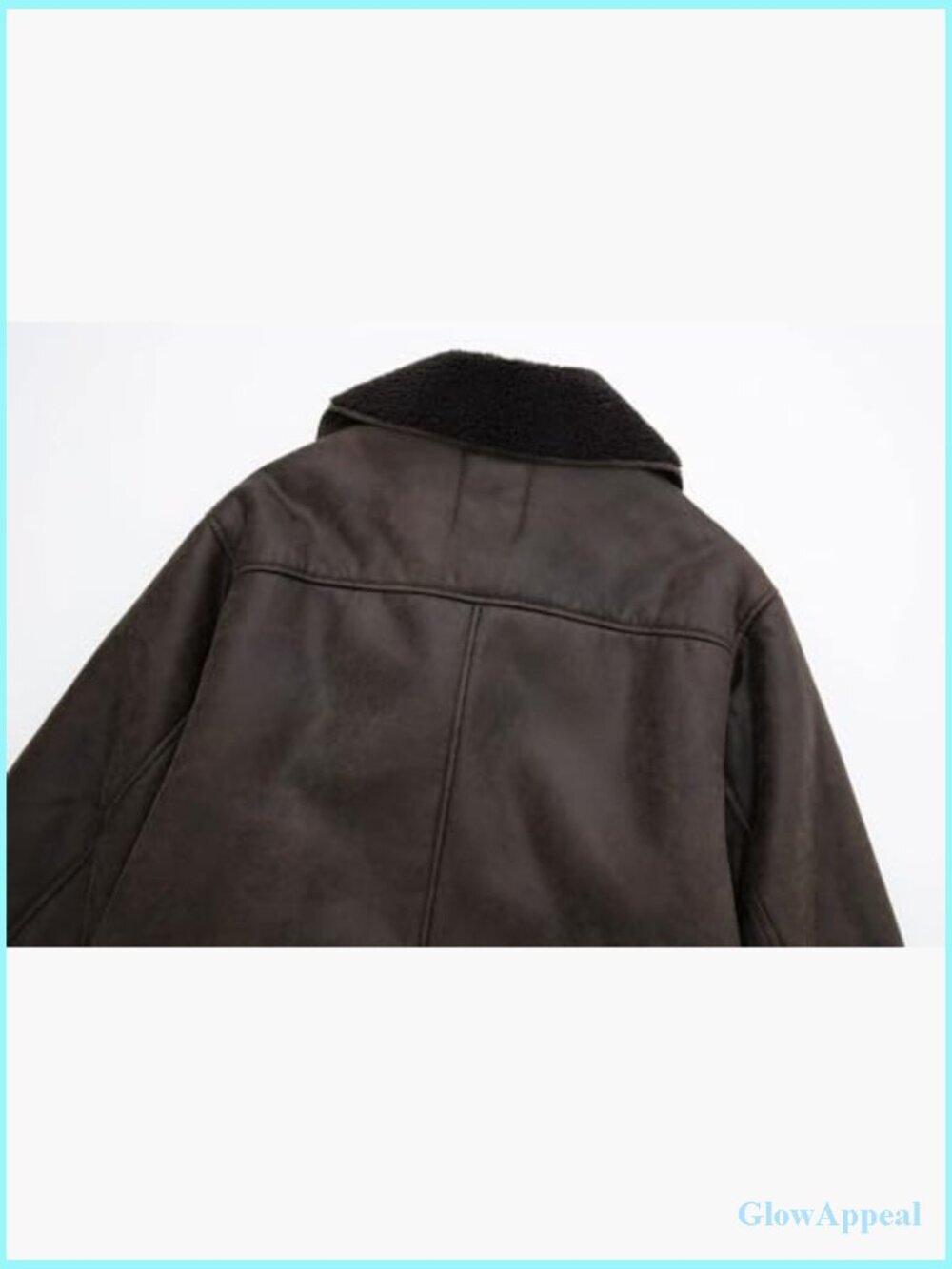 Oversized Faux Leather Jacket Sherpa Lined Winter Coat Moto Biker Style - Picture 4 of 7